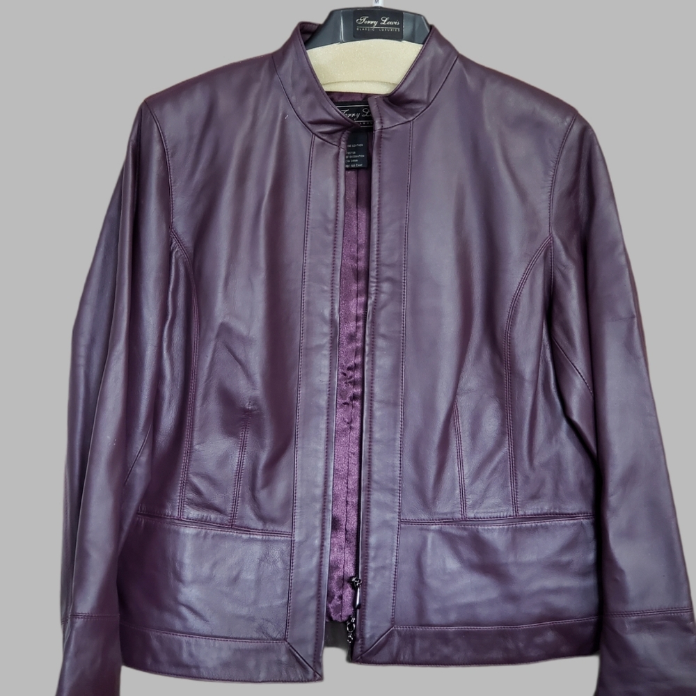 Terry Lewis Classic Luxuries Purple Leather Jacket